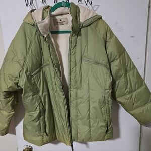 Woolrich Jacket Women’s XL Green Hooded Fleece Lined